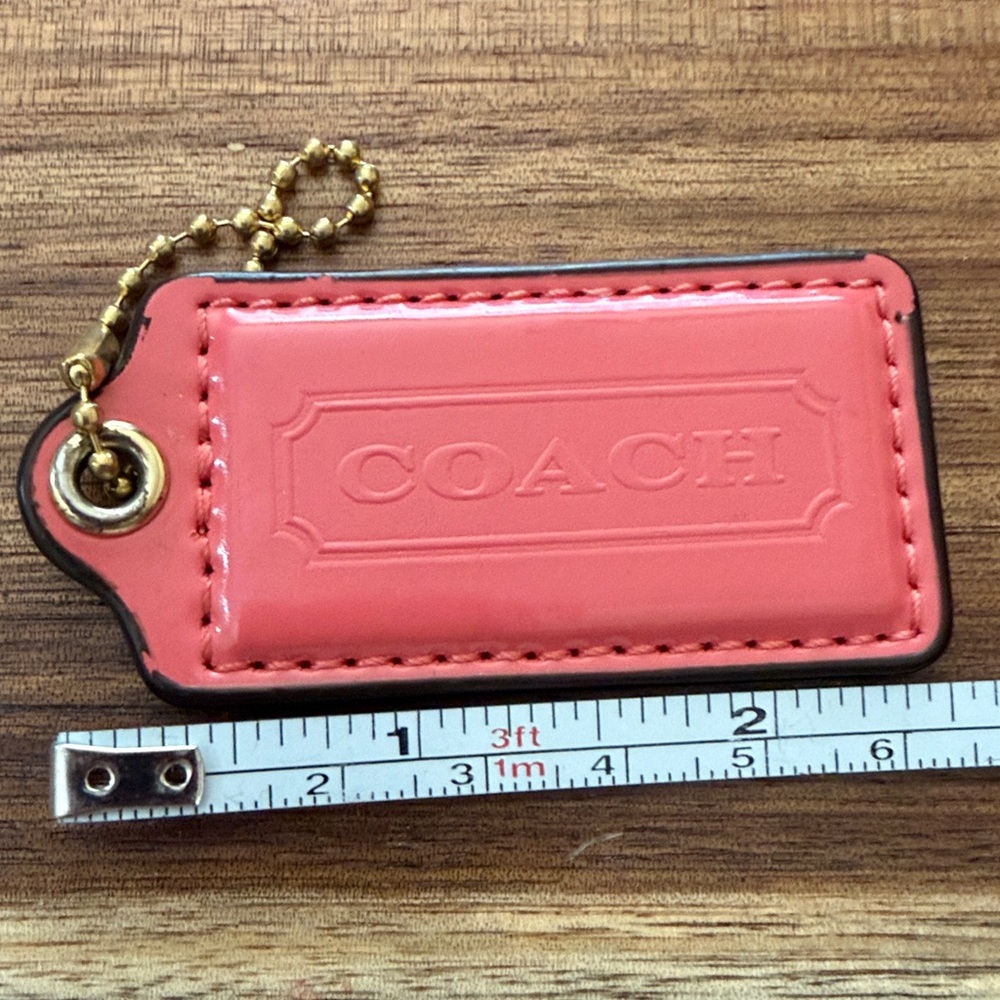 Coach Coral Leather Tag Keychain - Picture 6 of 7